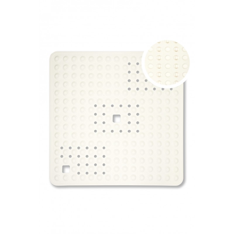 Mata antypoślizgowa do prysznica z kauczuku łazienkowa 60x60 cm guziczki białe