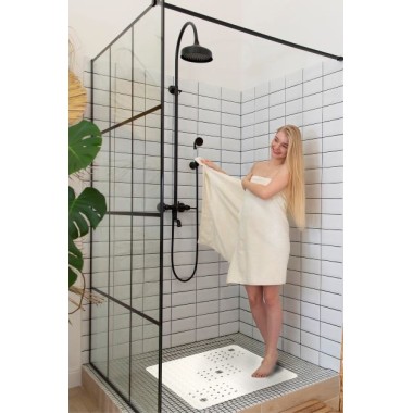 Mata antypoślizgowa Tello do prysznica łazienkowa 60x60 cm guziczki białe