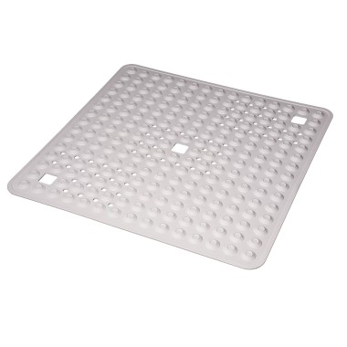 Mata antypoślizgowa do prysznica z kauczuku łazienkowa 60x60 cm guziczki białe