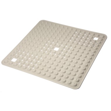 Mata antypoślizgowa z kauczuku pod prysznic szara łazienkowa 60x60 cm guziczki