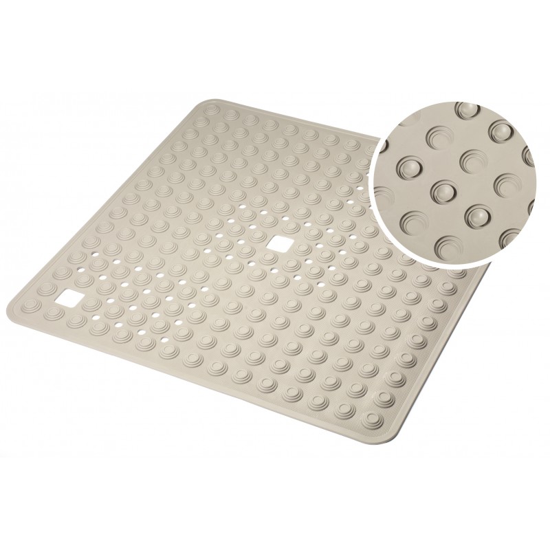 Mata antypoślizgowa z kauczuku pod prysznic szara łazienkowa 60x60 cm guziczki