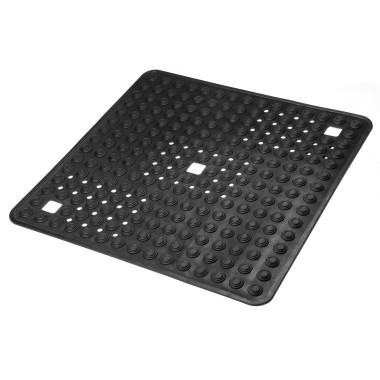 Mata antypoślizgowa z kauczuku pod prysznic czarna łazienkowa 60x60 cm guziczki