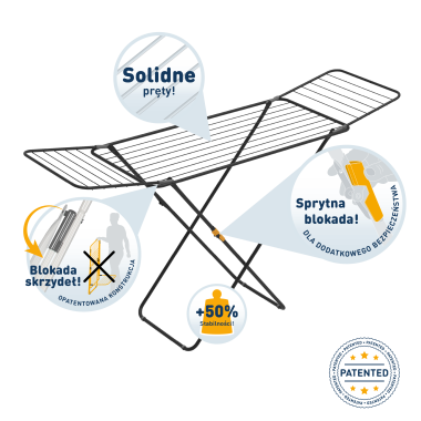 Suszarka na pranie do domu na balkon SUSSI RORETS czarna black