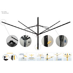 Aluminiowa suszarka ogrodowa 55m obrotowa Wendela czarna RORETS