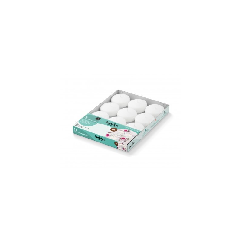 Świece pływające Bolsius Maxi BOX 77/29 (8h) 12 sztuk białe