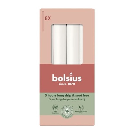 Świece stołowe Bolsius 8 szt. mroźna biel 5h