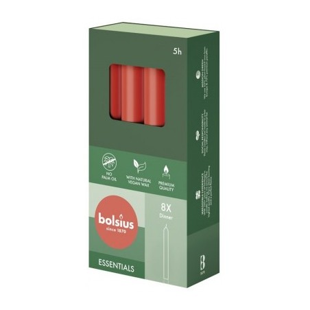 Świece stołowe Bolsius 8 szt. czerwone 5h