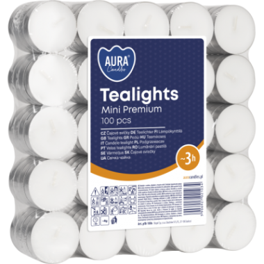 Podgrzewacze Tealighty BISPOL Aura 100 szt. 3h bezzapachowe