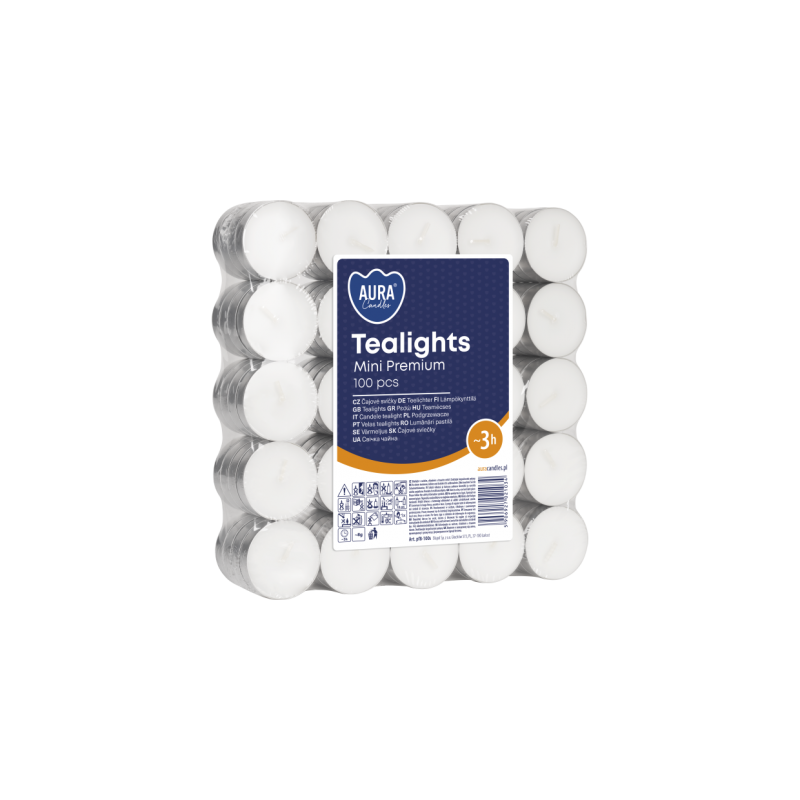 Podgrzewacze Tealighty BISPOL Aura 100 szt. 3h bezzapachowe