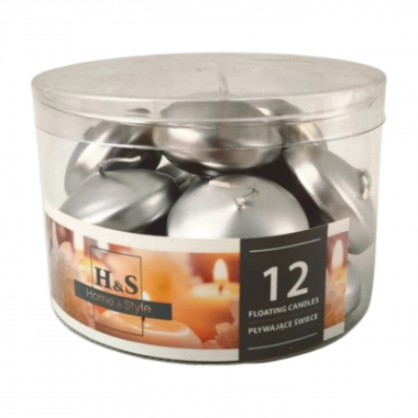 Świece pływające srebrne metalizowane12 szt.