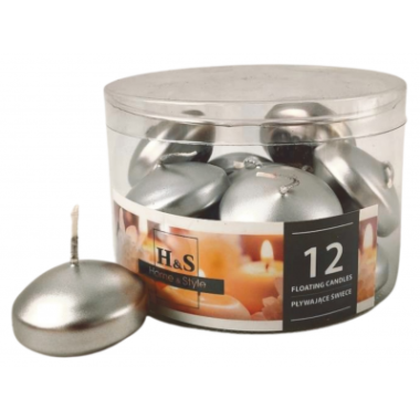 Świece pływające srebrne metalizowane12 szt.