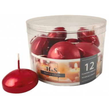 Świece pływające czerwone metalizowane  12 szt.