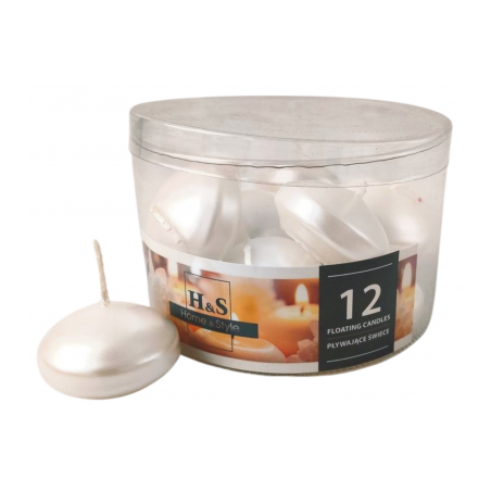 Świece pływające biały perłowy 12 szt.