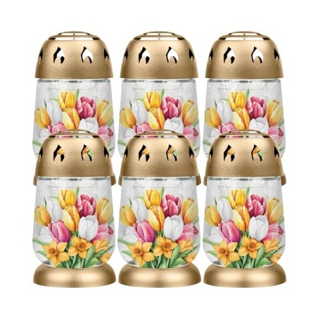 Znicze szklane BOLSIUS Wiosna 17cm 24h 6szt.