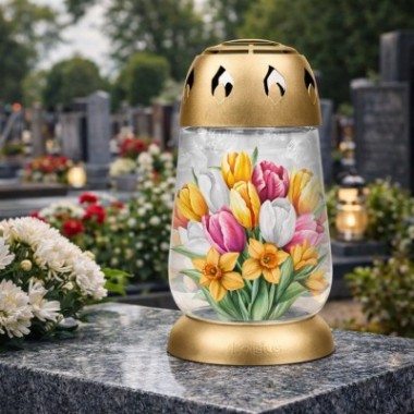 Znicze szklane BOLSIUS Wiosna 17cm 24h 6szt.